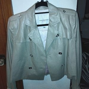 Isaac Mizrahi Beige Metallic finished Cropped Jacket